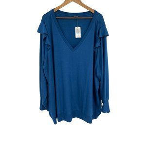 Torrid Light Weight French Terry V-Neck Ruffle Shoulder Sweatshirt Size 5X